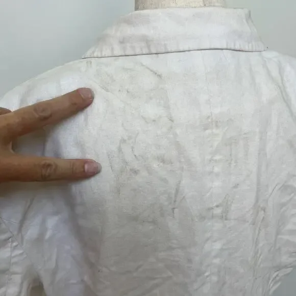 EUDON CHOI Women's Short Sleeve Linen Blazer Size 10 In Off-White - Picture 7 of 11